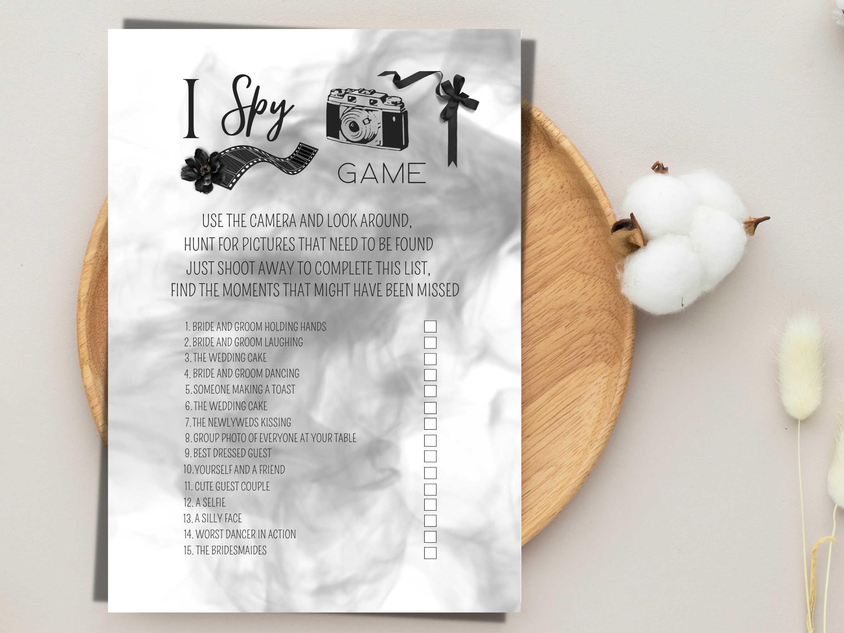 Editable I Spy Wedding Game Template, Printable Camera Wedding Game ...