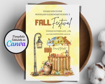 Editable Fall Festival Flyer, Fall Festival Invite, Fall Carnival Flyer, Printable Fall Festival Invitation, Farmers Market Flyer