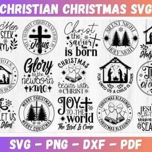 Noël chrétien SVG Bundle vacances joyeux Noël fichier SVG pour Cricut camée Silhouette Glowforge fichiers Machine de découpe laser