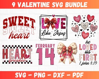 Valentine SVG Bundle, 9 Valentine SVG Cutting File, Coquette Valentine Svg, Cut File Glowforge, Silhouette Cut File
