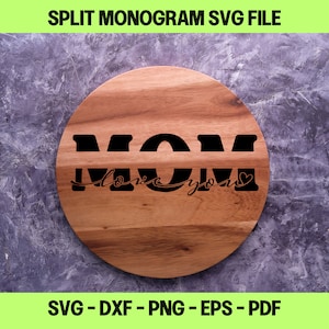 Maman Split monogramme svg drôle svg mère svg cricut camée silhouette glowforge machine de découpe fichier fichier svg maman Je t'aime maman fichier svg