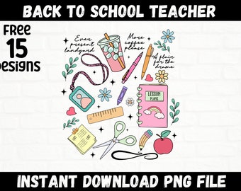 School Teacher PNG file Cute Teacher PNG Back to School png Retro Teacher Gift for Teacher Life Downloadable Design for Shirt Sublimation