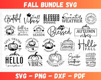 Fall SVG, Fall SVG Bundle, Autumn Svg, Thanksgiving Svg, Fall Svg Designs, Fall Sign, Autumn Bundle Svg, Cut File Cricut, Silhouette, PNG