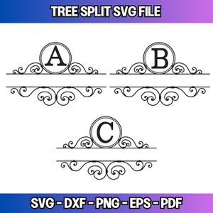 Split monogramme SVG Split monogramme alphabet fichier svg split monogramme svg pour machine de découpe glowforge silhouette camée cricut machine