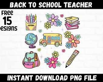 School Teacher PNG file Cute Teacher PNG Back to School png Retro Teacher Gift for Teacher Life Downloadable Design for Shirt Sublimation