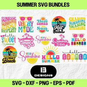 Bundle SVG été pour machine de découpe cricut fichier svg clip art téléchargeable design coupe fichier vector design téléchargement numérique fichier bundle svg