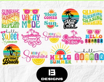 Summer SVG bundle for cricut cutting machine file svg downloadable clip art design cut file vector design digital download file bundle svg