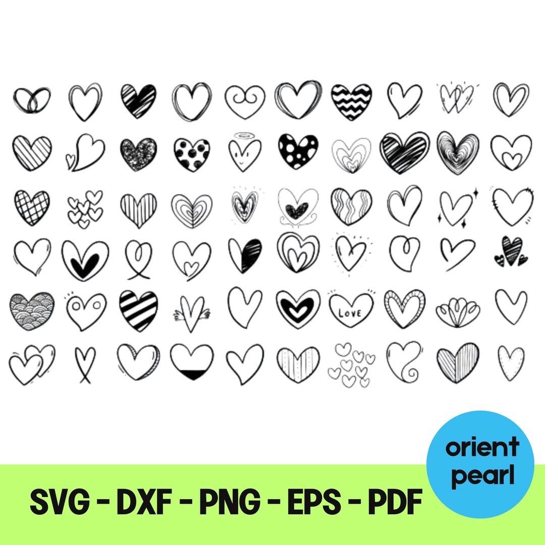 Doodle Heart Svg Bundle Sketch Heart Svg Bundle Svg Humor Svg Cricut ...