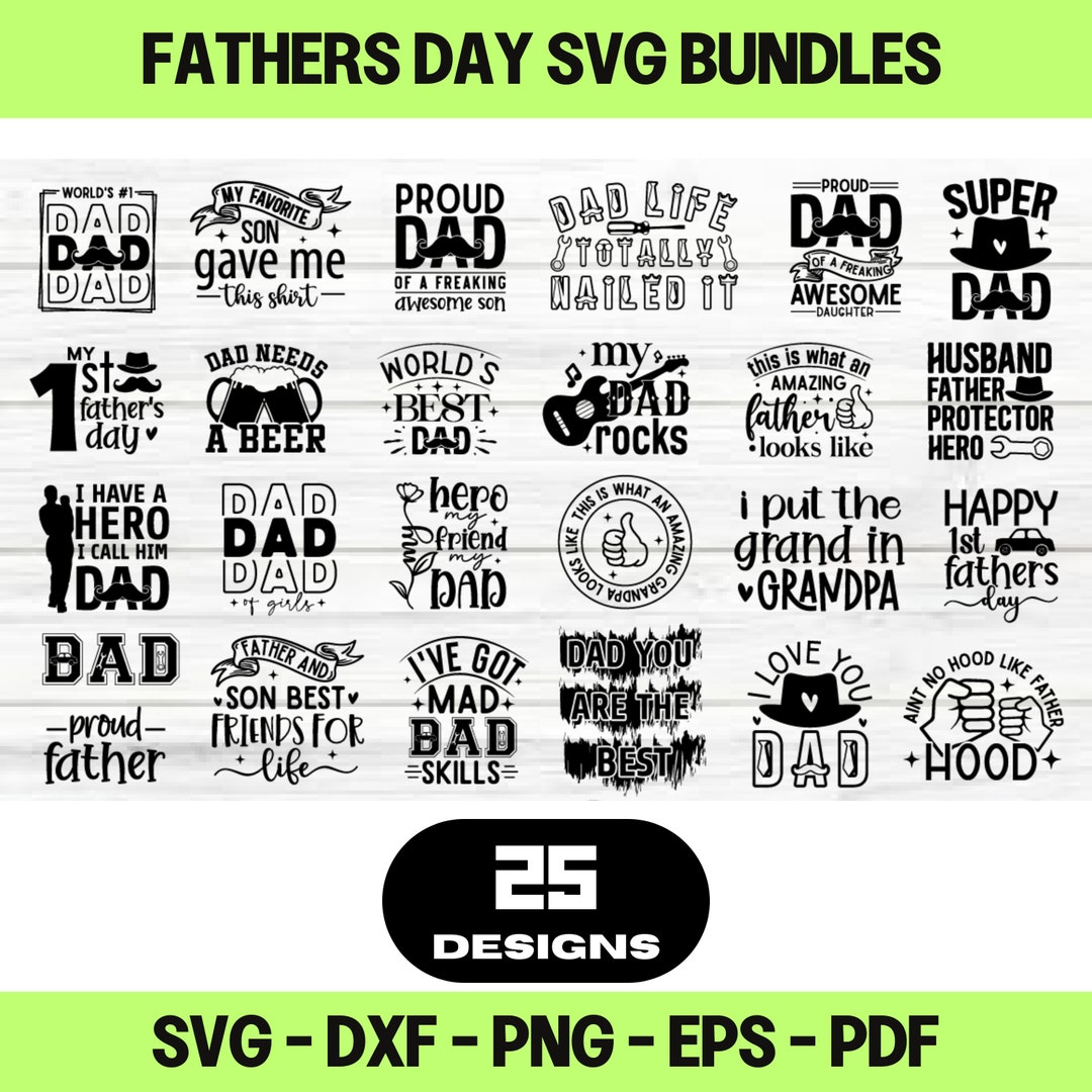 Fathers Day SVG File Bundle Cricut Cutting Machine 25 Design Svg Files ...