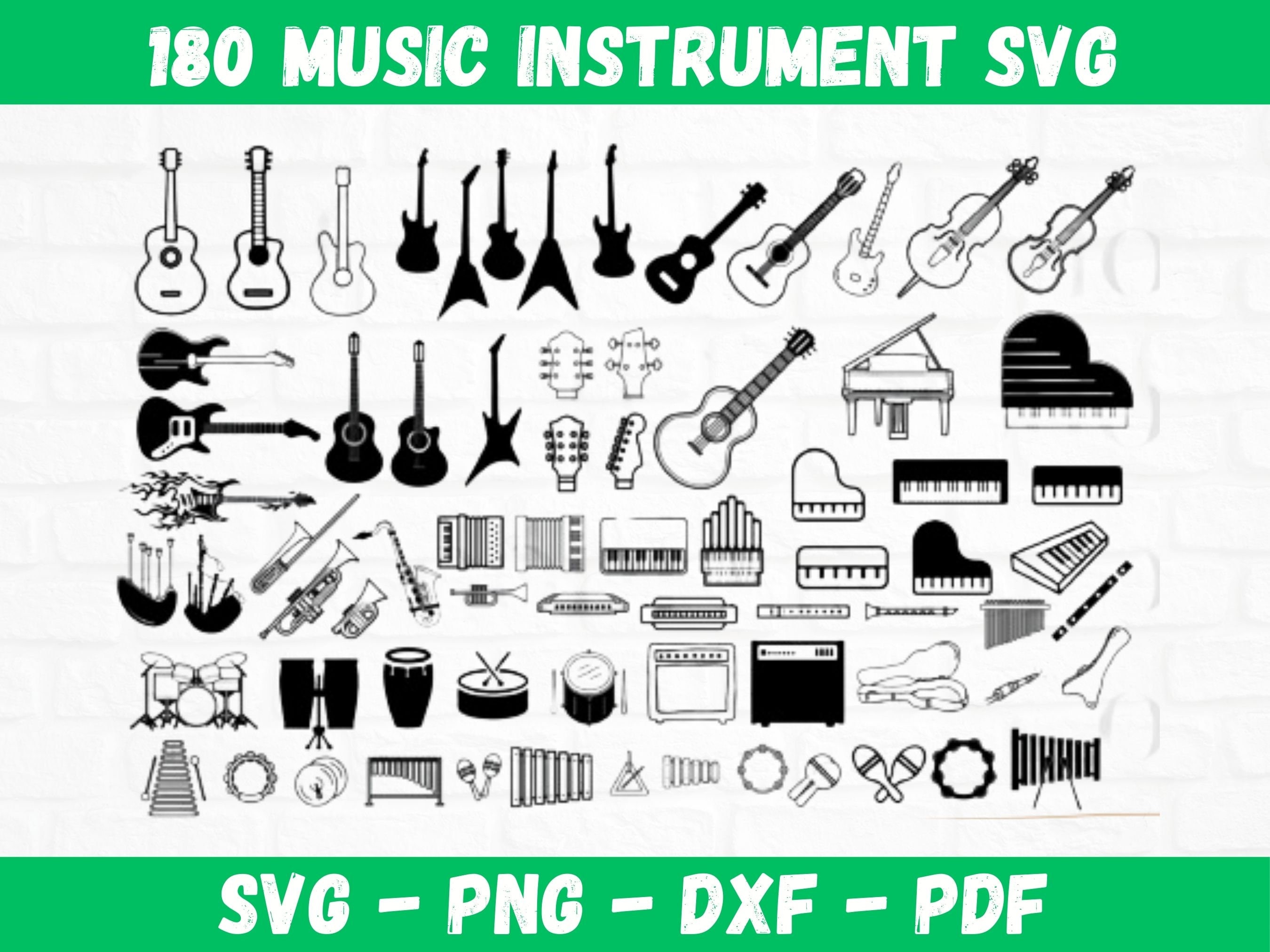 Music Instument SVG Mega Bundle 180 Musical Instrument SVG File for ...
