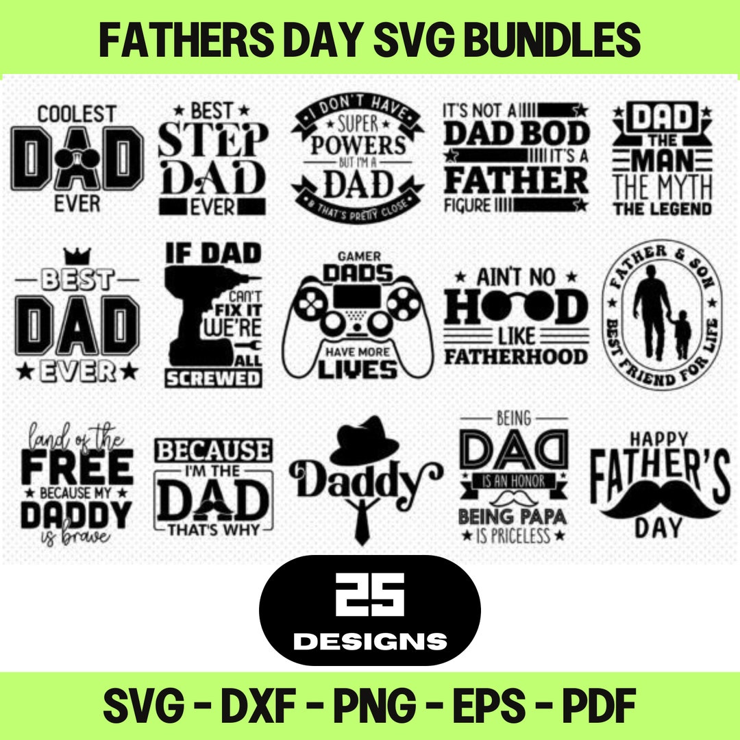 Fathers Day SVG File Bundle Cricut Cutting Machine 25 Design Svg Files ...