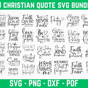 30 Christian Quote SVG Bundle, Faith SVG File, Cricut Cut File, Cutting File for Glowforge, Cameo Silhouette File