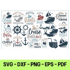 Bateau de croisière SVG Bundle fichier pour machine de découpe fichier svg Cricut Machine fichier vectoriel silhouette fichier croisière fichier vectoriel vacances svg drôle