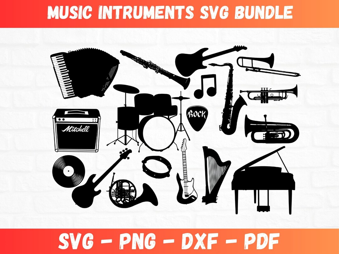 Music Instrument SVG Mega Bundle Musical Instrument SVG File for Cricut ...