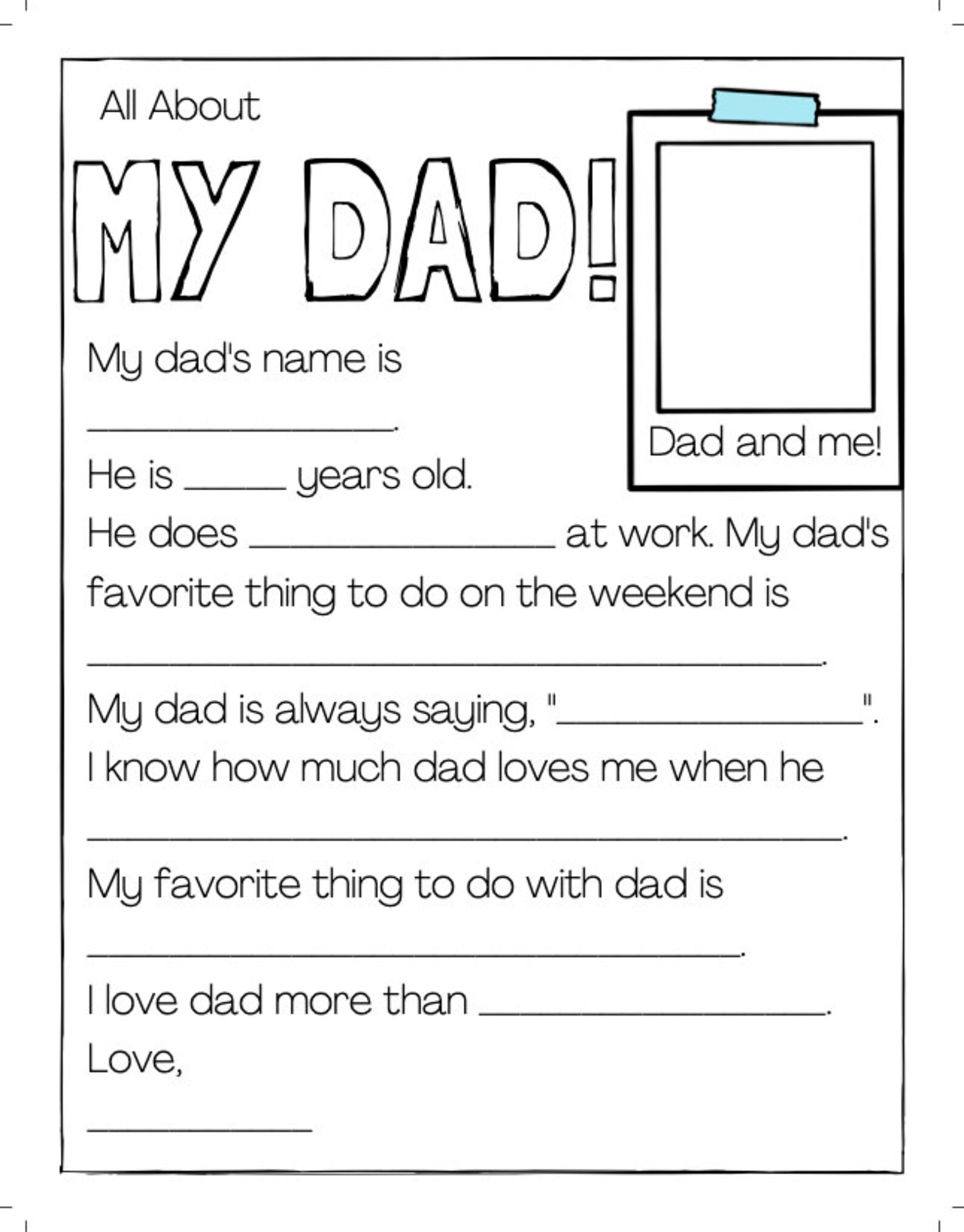All about my dad digital pdf etsy