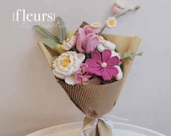 Handmade Crochet Finished Flower Bouquet, Special Bouquet for Valentine's Day, Birthday, Christmas, Wedding, Gift for Her, Mother's Day