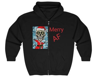 X-Mas Trippy Skully Full Zip Hooded Sweatshirt