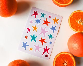 Hoja de pegatinas de estrellas de colores para planificador y portátil
