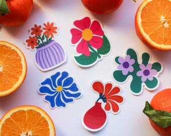 Colourful Flower Stickers | Vinyl Sticker | High Quality Decals | Laptop sticker | Journal decor | Cute sticker | Gift Idea | Flower Designs