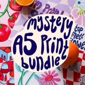 MYSTERY A5 Art Print Bundle | Surprise Wall Art Pack | Colourful Illustration Prints | Home Decor | Gift for Art Lovers