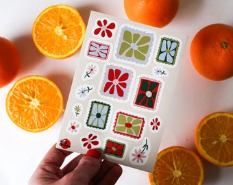 Hand-Illustrated Flower Sticker Sheet – Vinyl Journaling Stickers