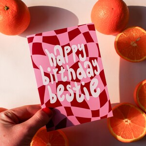 Happy Birthday Bestie Card – Humour Greeting Card | Hand Illustrated, Blank Inside, Fun Friend Birthday Gift, Includes Envelope