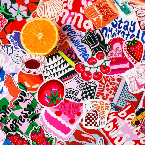 PAQUETE DE PEGATINAS SORPRESA / Pegatinas de vinilo sorpresa / Pegatinas ilustradas adorables / Decoración para diario y portátil / Regalo de papelería / Paquete misterioso /