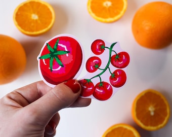 Tomato Sticker Set of 2 | Glossy Fruit Vinyl, Indi Arden