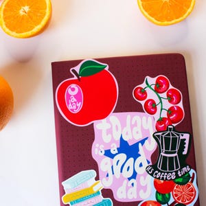 Tomato Sticker Set of 2 | Illustrated Fruit Vinyl Stickers | Cute Kitchen Decor | Laptop & Journal Sticker | Cottagecore Gift | Indi Arden