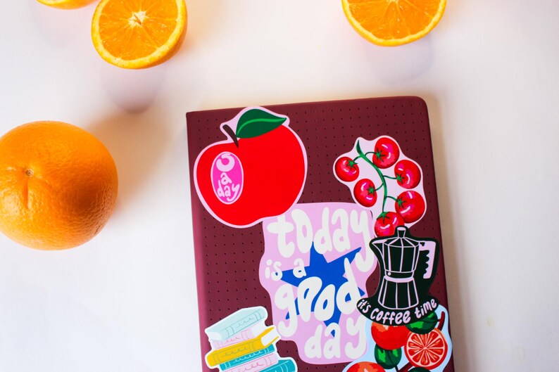Tomato Sticker Set of 2 | Illustrated Fruit Vinyl Stickers | Cute Kitchen Decor | Laptop & Journal Sticker | Cottagecore Gift | Indi Arden