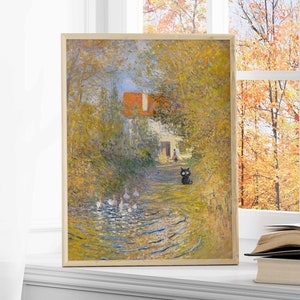 Monet Cat Print Claude Monet The Geese Fall Wall Art Funny Cat Poster Black Cat Art Vintage Painting
