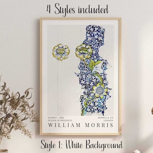 William Morris Blue Kennet Print Vintage Art Nouveau Exhibition Poster Textile Printable Wall Art Cottagecore Wall Art Home Decor