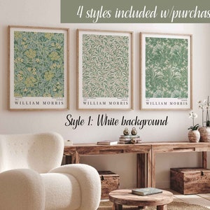William Morris Set of 3 Sage Green Textile Wall Art Nouveau Vintage Exhibition Poster Printable Wall Art Living Room Decor Instant Download