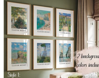 Claude Monet Print Set of 6 Art Prints Vintage Exhibition Poster Printable Wall Art Instant Download Monet Wall Art Painting