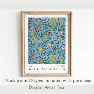 William Morris Fruit Blue Textile Print Vintage Art Nouveau Exhibition Poster Printable Wall Art Cottagecore Kitchen Wall Art Home Decor