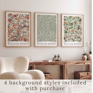 William Morris Set of 3 Neutral Wall Art Prints Vintage Textile Pattern Exhibition Poster Modern Farmhouse Country Cottage Instant Download