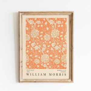 William Morris Print Wild Tulip Textile Pattern Wall Art Vintage Exhibition Poster Orange Trendy Printable Wall Art Home Decor Digital