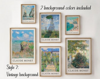 Claude Monet Poster Set of 6 Art Prints Vintage Exhibition Poster Printable Wall Art Instant Download Monet Wall Art Painting