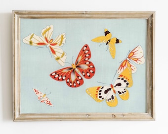 Japanese Butterfly Illustration Kamisaka Sekka's Cho One Thousand Butterflies Art Print Vintage Asian Printable Wall Art Instant Download