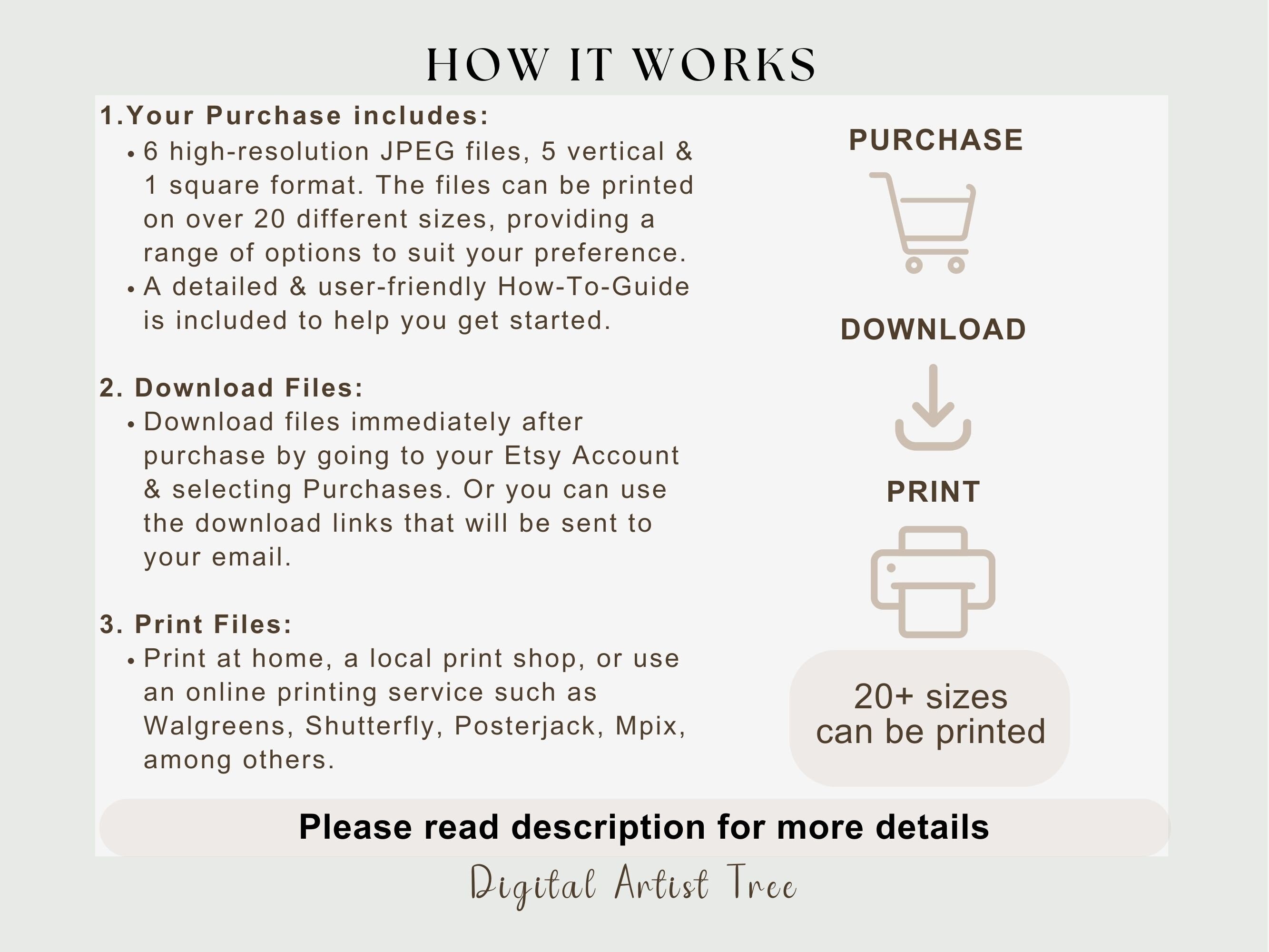 Neutral Wall Art Set of 3 Piece Wall Art Prints Botanical Line Art ...