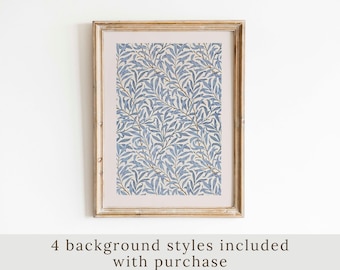 William Morris Willow Bough Blue Vintage Textile Exhibition Poster Modern Farmhouse Cottage Blue Living Room Home Decor DIGITAL DOWNLOAD