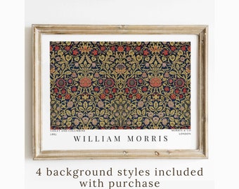 William Morris Violet Columbine Horizontal Print Vintage Textile Wall Art Exhibition Poster Modern Farmhouse Cottage Decor Instant Download