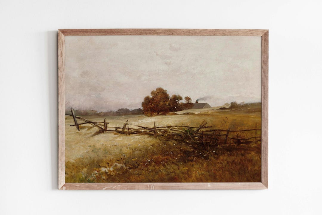 Autumn Landscape Wall Art Print Vintage Painting Rustic Aesthetic Fall ...