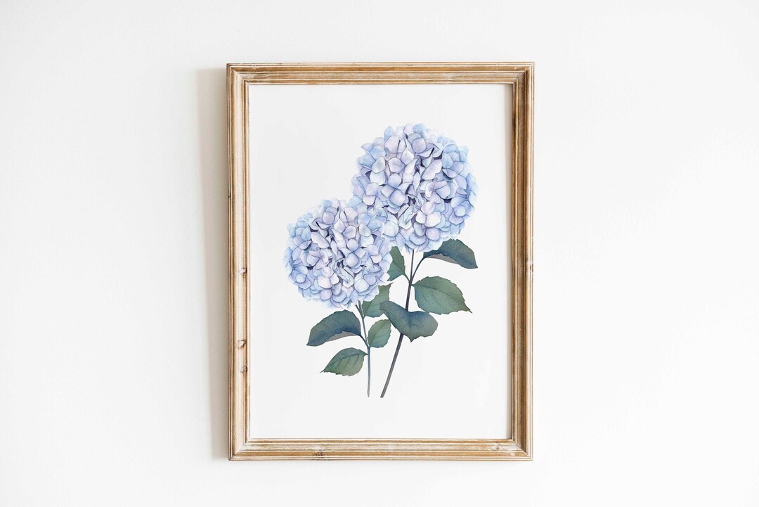 Blue Hydrangea Print Wall Art Watercolor Botanical Printable Wall Art ...