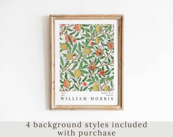 William Morris Fruit Pattern Print Vintage Lemon Yellow Wall Art Exhibition Poster Citrus Kitchen Decor Modern Farmhouse Digital Download
