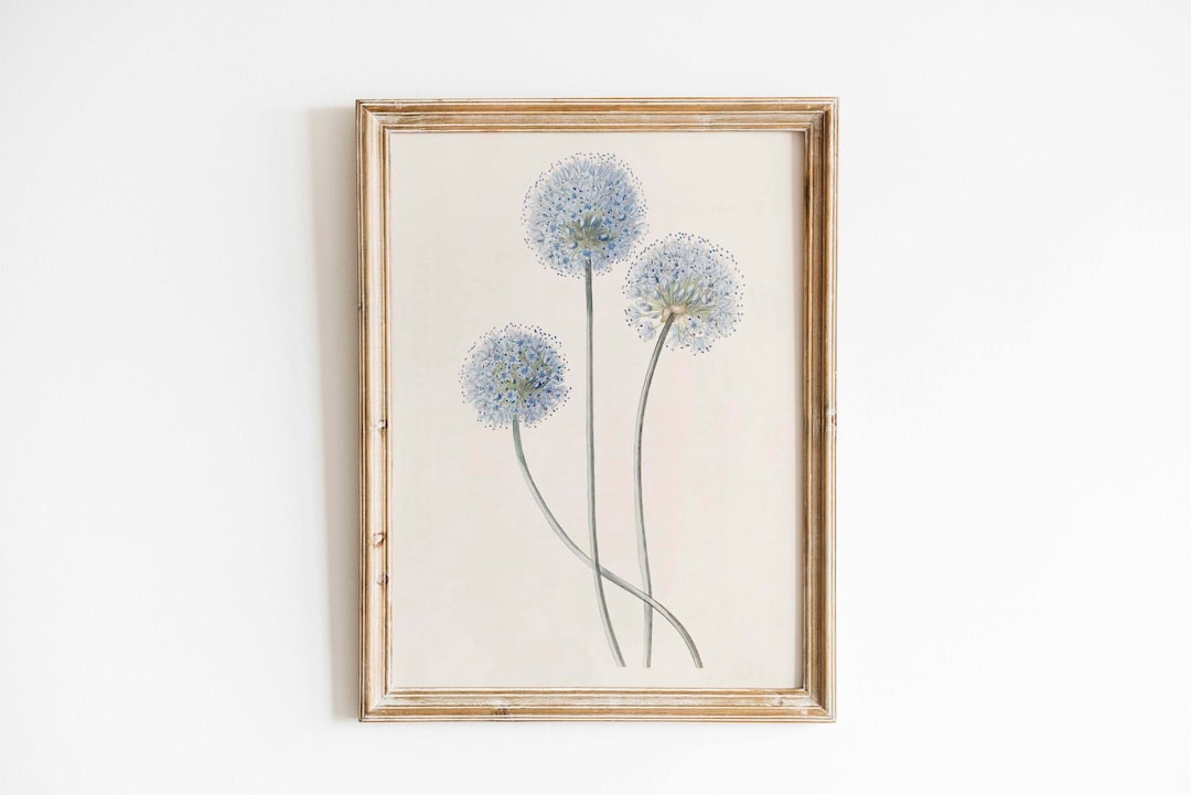Vintage Blue Flower Wall Art Botanical Plant Print Antique Floral Print ...