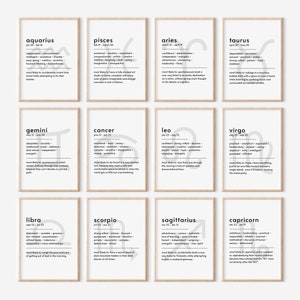 Zodiac Bundle Set of 12 Astrology Artwork Zodiac Gift Set Zodiac Poster Printable Poster Digital Astrology Digital Download Zodiac Wall Art
