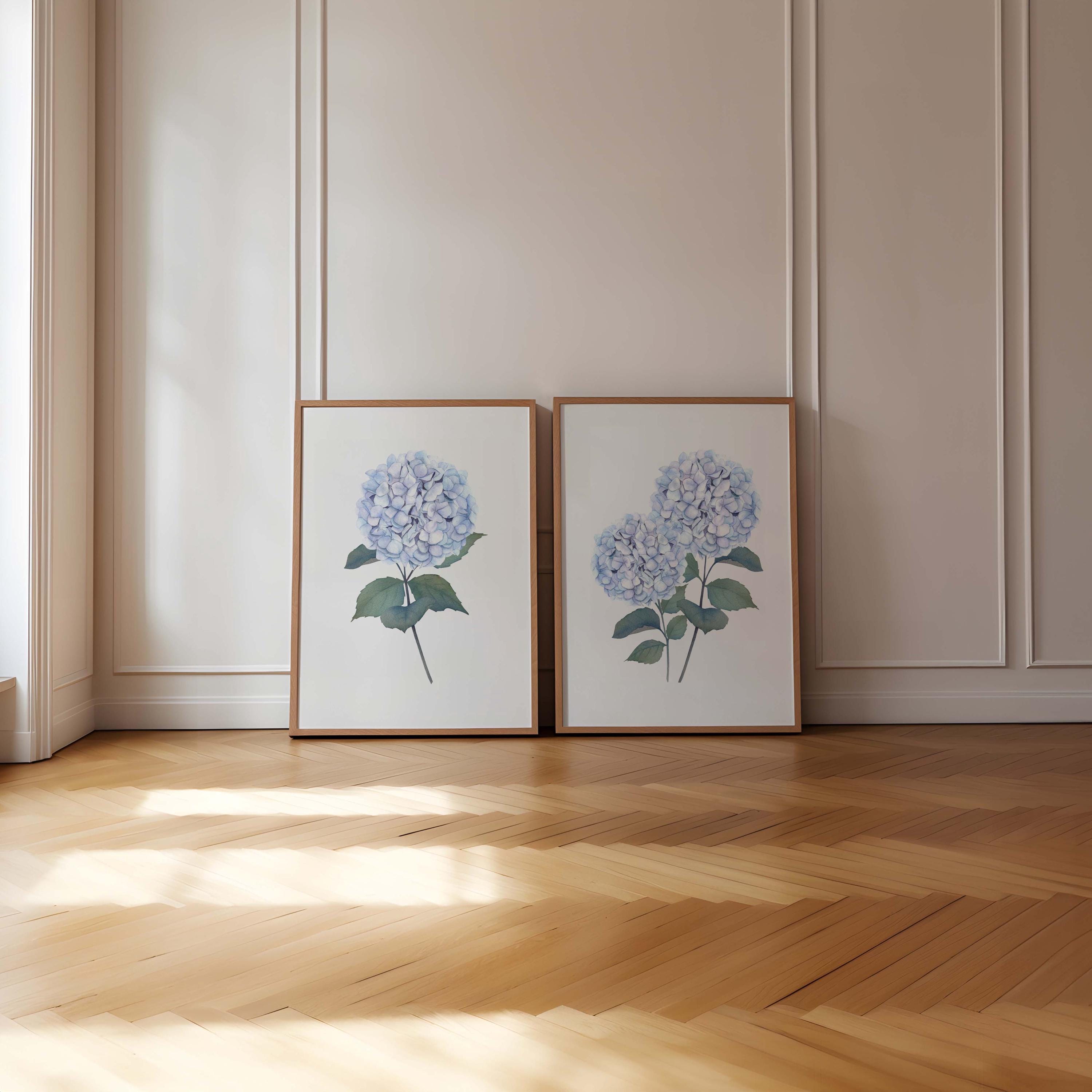 Blue Hydrangea Watercolor Set of 4 Prints Botanical Floral Wall Art ...