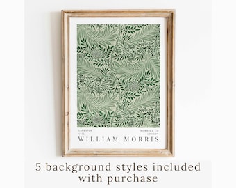 William Morris Grüner Druck Vintage Textilmuster Wandkunst Ausstellungsplakat Modernes Bauernhaus Landhaus Wohnzimmer Insant Download