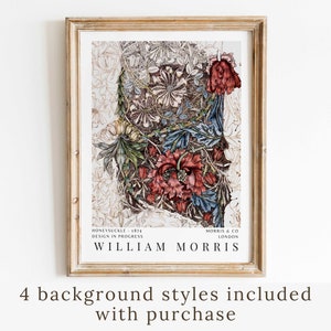 Arte de pared imprimible de madreselva de William Morris para decoración de pared de dormitorio, póster de exposición vintage, decoración de sala de estar, arte de pared Art Nouveau